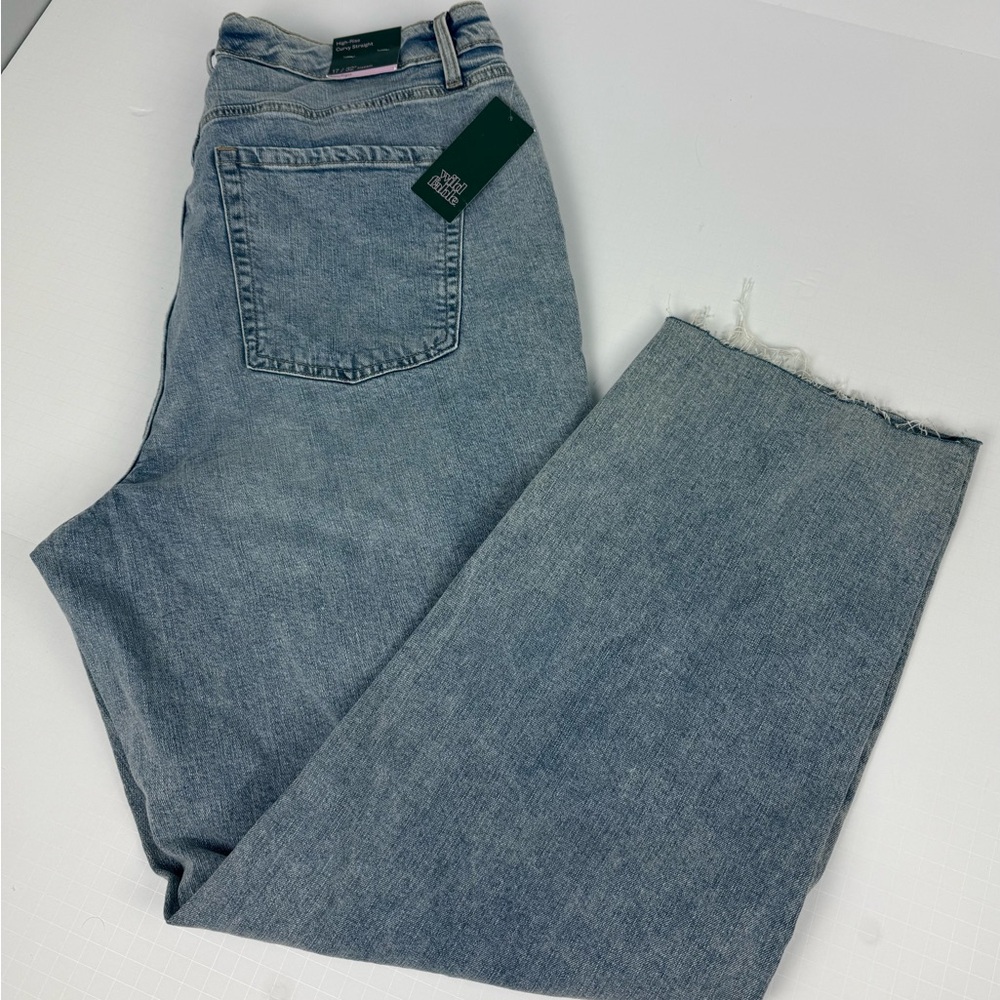 Wild Fable Womens Easy Rigid High Rise Straight Leg Jeans Button Fly Blue 17 NWT